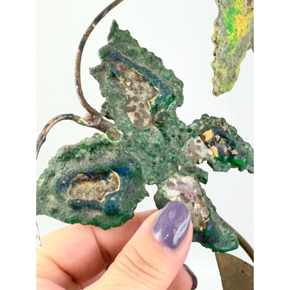Vintage 1970s butterflies copper sculpture, enamel painted metal, 19.5" tall - Picture 10 of 10